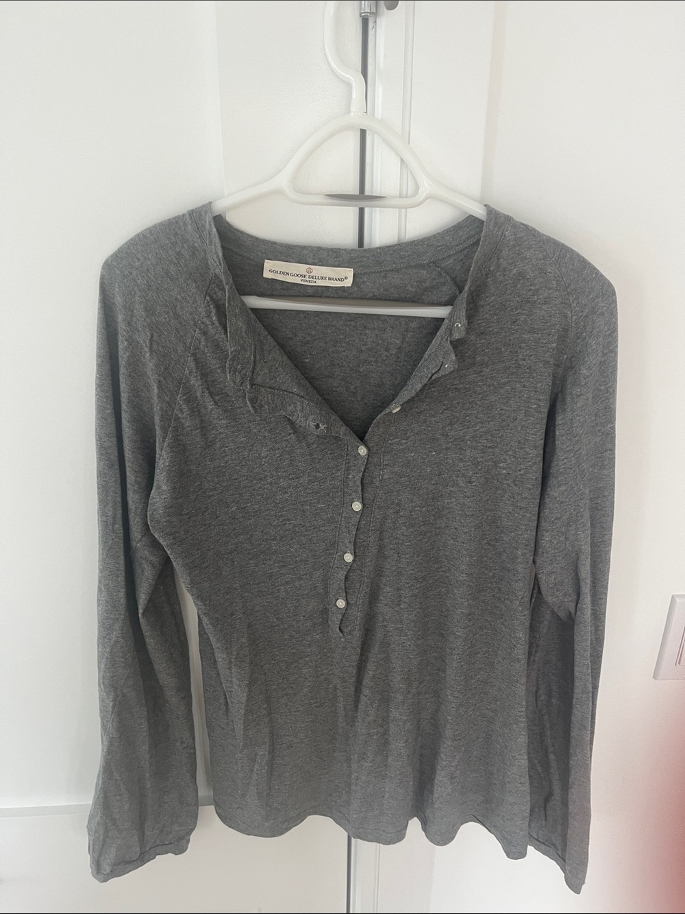 Golden Goose Gray Long-Sleeve Henley Top